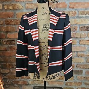 NWT Vintage Linda Allard Ellen Tracy Black stripe pattern cropped jacket 8P